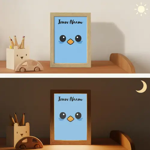 Vogel - Blauw - Gezicht Light Box met kabel (Kinderlampje) klein -sfeer3_kind