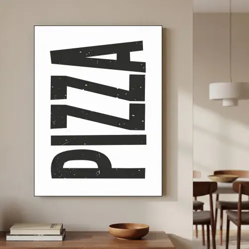 Pizza - Japandi - Decoratie - Vintage Textielframe zwart klein -sfeer2