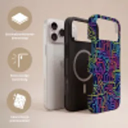 Retro - Abstract - Neon Toughcase MagSafe Apple iPhone 17 Pro Max klein -USP_Lagen_NL