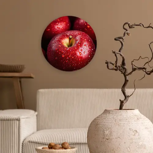 Rood - Appels - Fruit Wandcirkel plexiglas klein -sfeer1