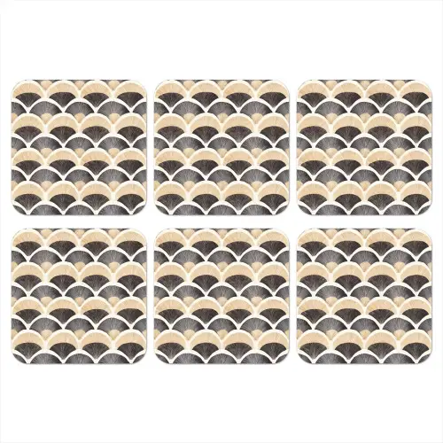 Waaier - Patroon - Zwart - Beige onderzetter kurk middel 366 -3d