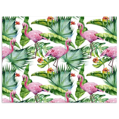Inductie beschermer - Flamingo - Bladeren - Afdekplaat voor kookplaat - Tropisch poster papier klein -3d