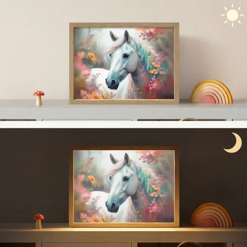 Paard - Natuur - Bloemen - Dieren - Bos Light Box met batterij (Wandlamp kind) middel -sfeer3_kind