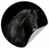 Paard - Dieren - Zwart - Portret Wandcirkel behangsticker klein -3d