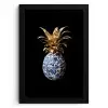 Ananas - Bloemen patroon - Goud - Delftsblauw KitchenYeah - Keuken - Fotolijst klein -3d