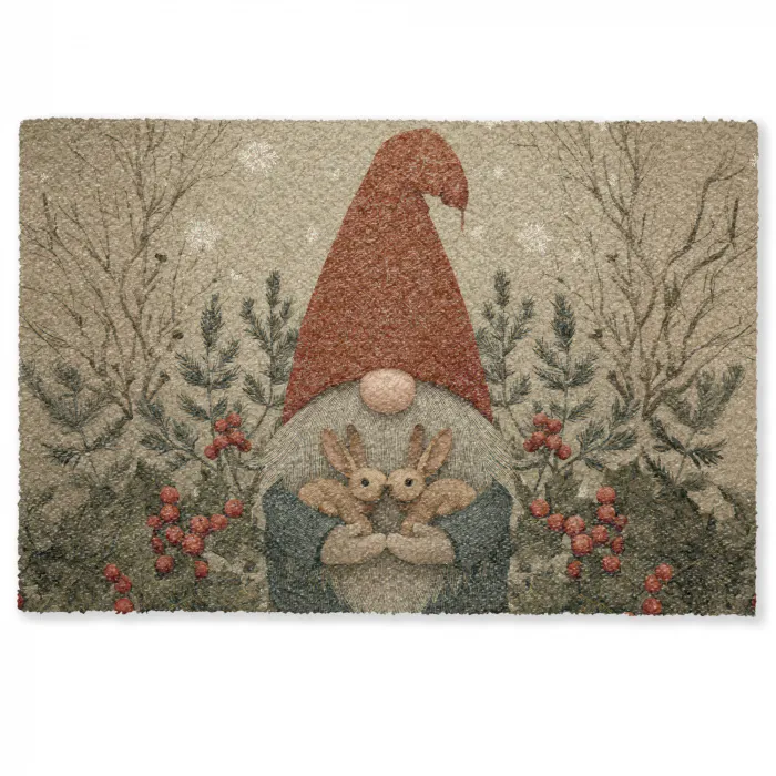 Kerstgnome - Konijntjes - Kleurrijk Deurmat klein -zkaufland3d
