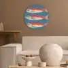 Vissen - Rood - Blauw Akoestische PET Vilt - Rond klein -sfeer1