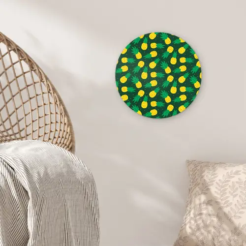 Donkergroen - Ananas - Bladeren Wandcirkel plexiglas klein 852 -sfeer5