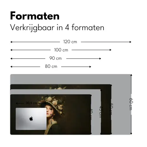 Bloemenhoed - Portret - Vrouw Muismat XXL klein -sfeer5