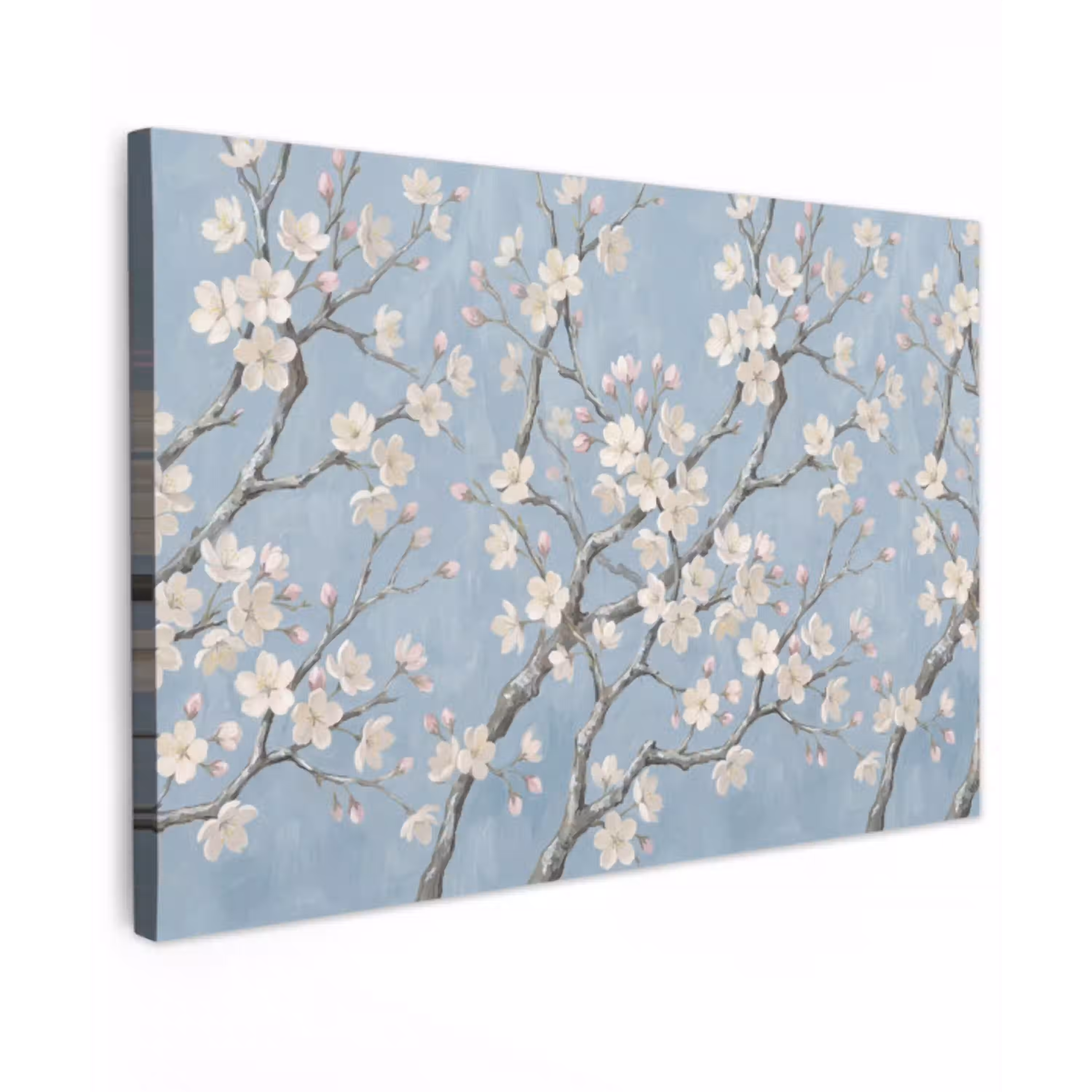Takken - Kersenbloesem - Blauw Tuinposter op houten frame 2 cm dik klein -3d