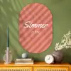 Simmer - Hartjes - Strepen - Roze Wandcirkel Ovaal Glas middel -sfeer2