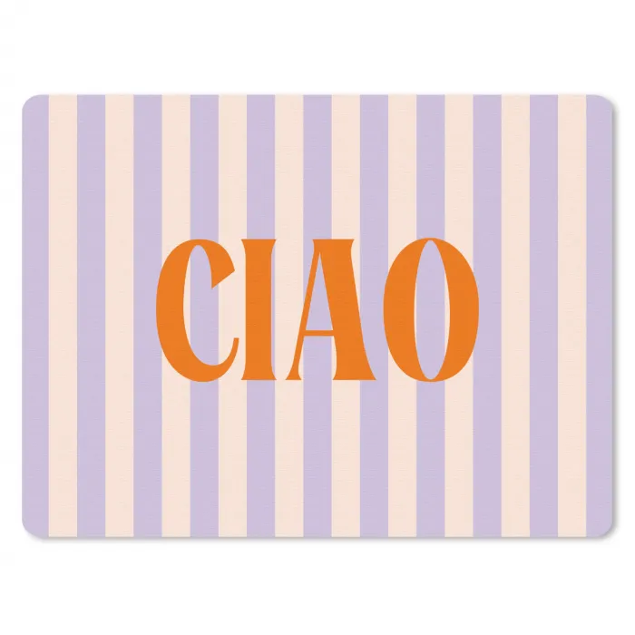 Ciao - Quote - Pastel - Strepen muismat rubber klein -3d