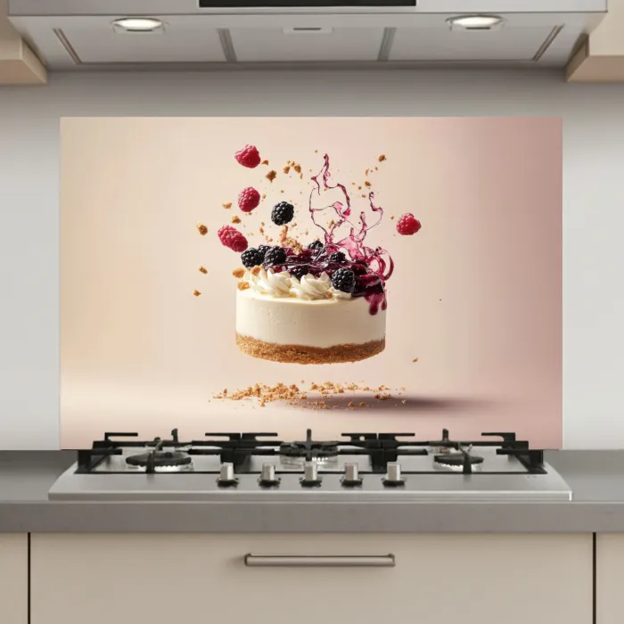 Cheesecake - Eten - Roze - Taart keuken achterwand spatscherm klein -3d_website