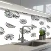 Citroenen - Zwart - Wit - Patroon keuken achterwand 2 middel -3d_schuin