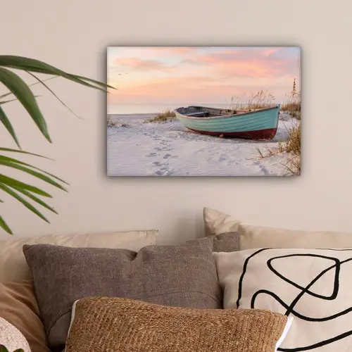 Rustiek - Roeiboot - Zandstrand canvas 2cm klein -sfeer1