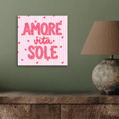 Amore vita sole - Roze - Hartjes aluminium wit klein -sfeer2