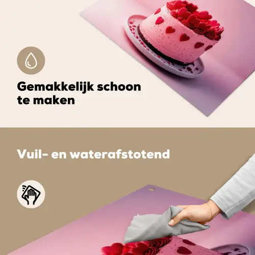 Taart - Hart - Roze Inductie beschemer met haakjes klein -ky-schoon-nl