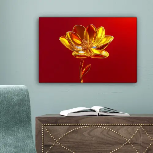 Bloem - Goud - Glazen canvas 2cm klein -sfeer4