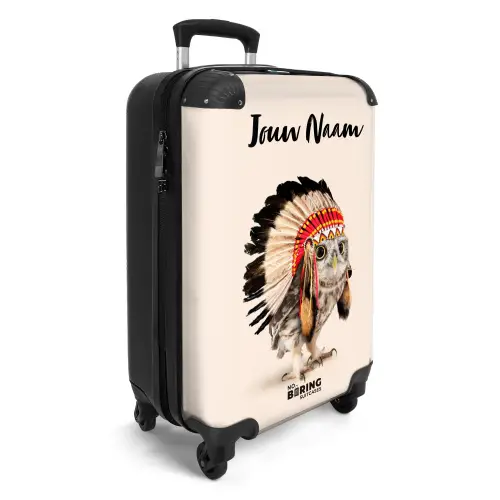 Uil als Indiaan NBS - Handbagage koffer - Kinderen Unisex middel -productfoto_3d