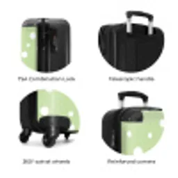 Groene achtergrond met witte stippen NBS - Handbagage koffer - Unisex middel zzzzzzzbolletjes_ENG