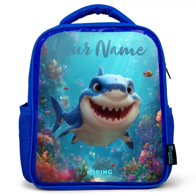 Kids backpack with name - Blue - Reef - Coral - Shark - Animal