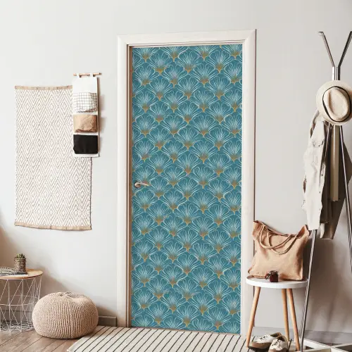 Symmetrisch - Patroon - Blauw deurposter klein 289 -sfeer6