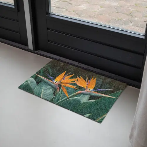 Paradijsvogel - Bloem - Exotisch Deurmat klein -sfeer2