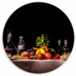Culinaire compositie KitchenYeah - Keuken - Wandcirkel Forex klein -3d