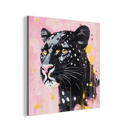Zwart - Panter - Roze - Abstract aluminium wit klein -3d