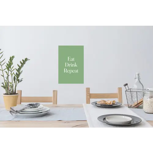 Eten - Drinken - Tekst - Mintgroen Muursticker klein -eettafel