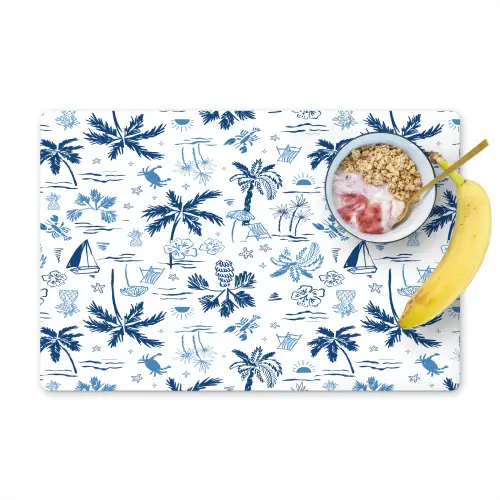 Zee - Strand - Blauw - Wit Placemat vinyl groot 368 -zzzproduct_Kitchenyeah-website
