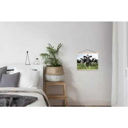 Koeien - Gras - Lente - Dieren - Weiland - Boerderij textielposter latten blank klein -woonkamer