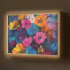 Bloemen - Kleurrijk - Abstract - Modern Light Box met batterij (Wandlamp) middel -z3d_website