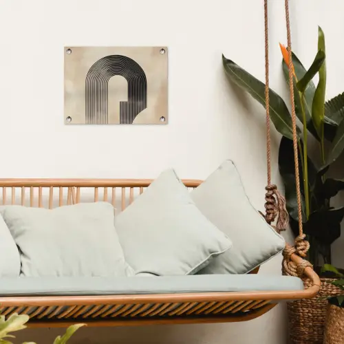 Boog -  Strepen - Minimalistisch - Zwart tuinposter los doek klein -sfeer7