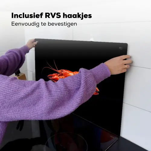 Kreeft - Oranje - Zwart - Opvallend Inductie beschemer met haakjes klein -ky-ophangen-nl