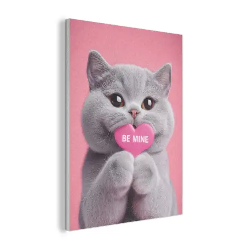 Kat - Valentijn - Roze - Liefde PET vilt klein -3d