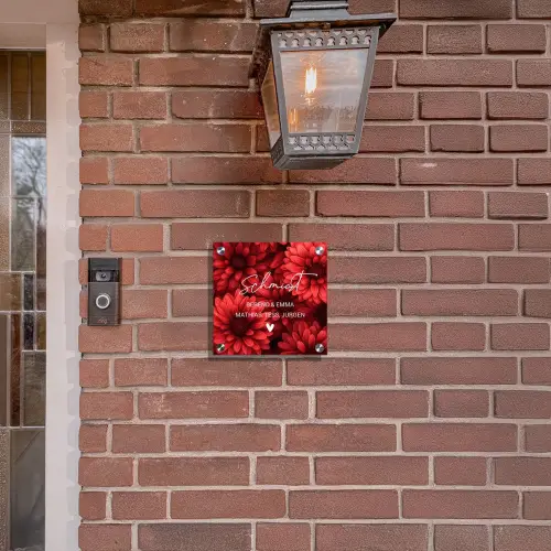Rode bloemen - Sierlijk Naambord Vierkant klein -sfeer7-XS