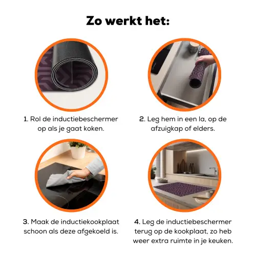Paars - Geometrisch - Patroon - Donker Inductie beschermer vinyl 3mm klein 276 -zzzzzzz-td-werking
