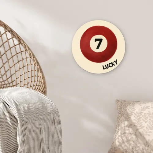 Cirkel - Zeven - Lucky - Rood Wandcirkel kunststof plaat 5mm dik klein -sfeer5