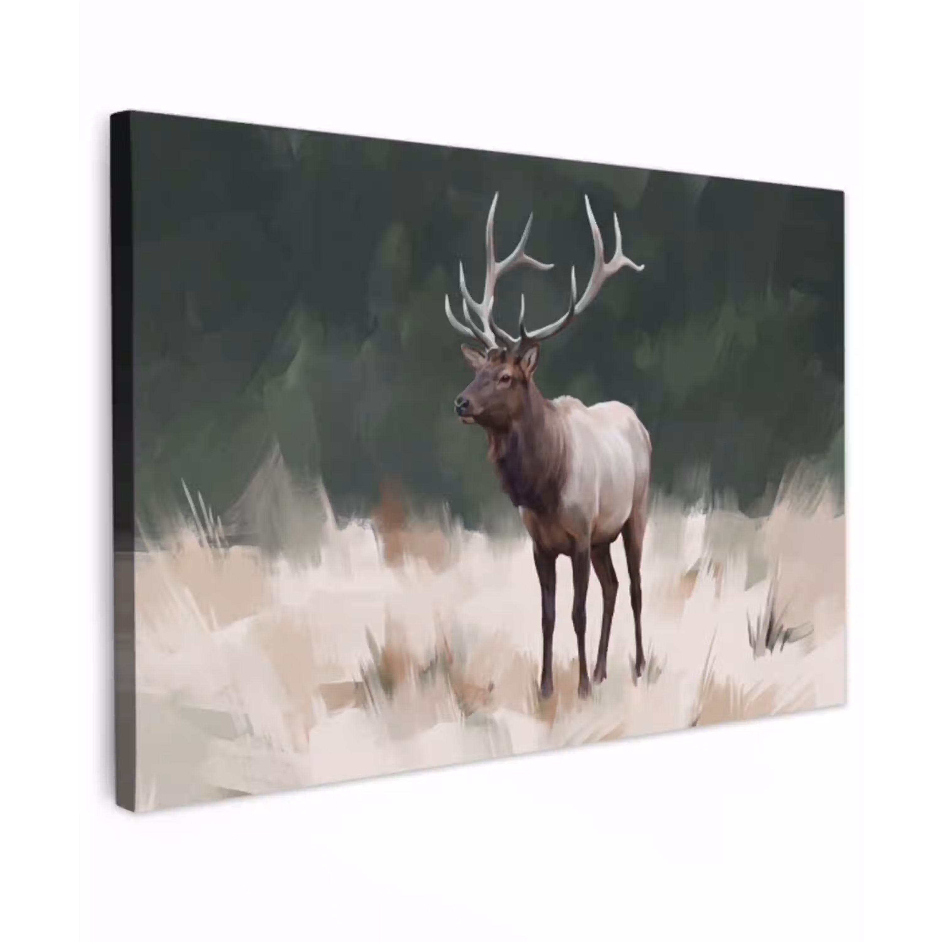 Edelhert - Gewei - Schildering - Rustiek Tuinposter op houten frame 2 cm dik klein -3d