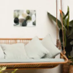 Minimalistisch - Cirkels - Penseelstreken - Beige tuinposter los doek klein -sfeer7