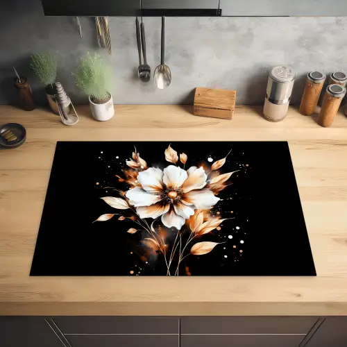 Bloem - Verf - Goud - Graffiti - Modern Inductie beschermer vinyl 3mm klein -sfeer5