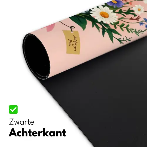 Margrieten - Boeket - Strikje - Roze Muismat XXL klein -sfeer2