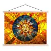 Mozaïek - Zon - Geel - Cirkel textielposter latten blank klein -3d