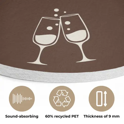 Bruin - Zomer - Quote - Drinken Akoestische PET Vilt - Rond klein -closeup_NL