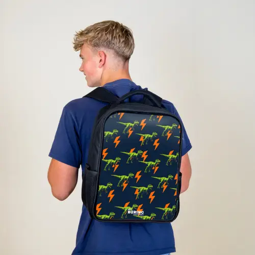 Dinos - Bliksem - Dieren - Blauw Rugzak - Zwart middel -sfeer8