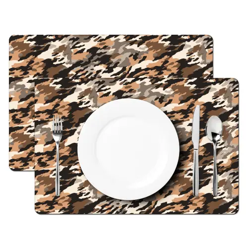 Camouflage - Patroon - Beige - Bruin Placemat vinyl groot 368 -zzsfeer2_Kitchenyeah-website