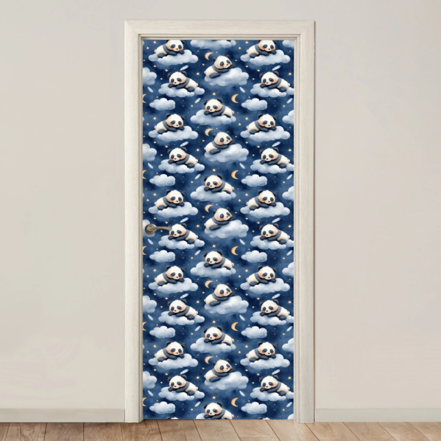 Panda's - Slapen - Blauw deurposter klein 289 -3d_beige