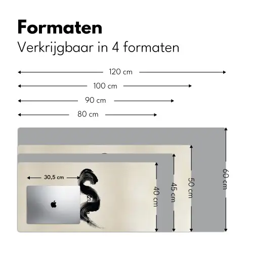 Penseelstreek - Zwart - Minimalistisch Muismat XXL klein -sfeer5
