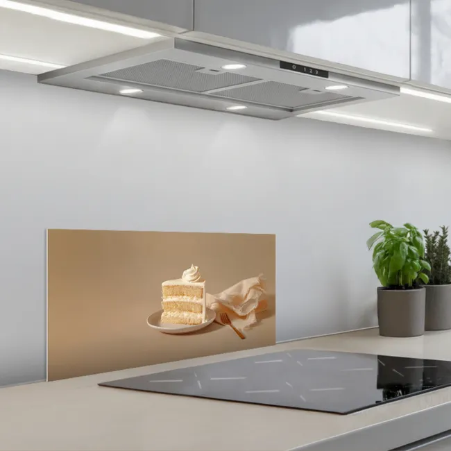 Vanilletaart - Cake - Romig keuken achterwand spatscherm klein -3d_schuin